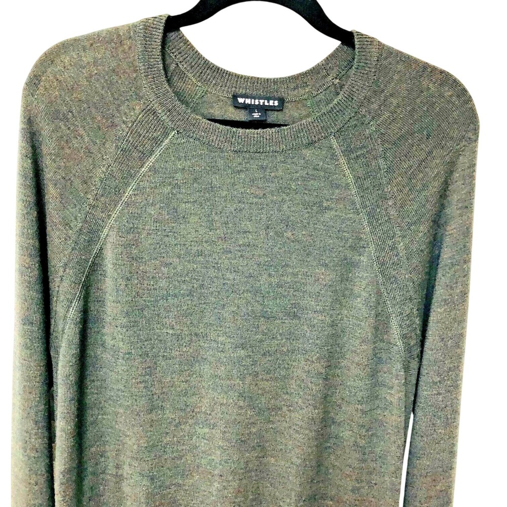 WHISTLES Womens Wool Pullover Sweater Forest Green-Brown Heather NWOT Casual‎ L